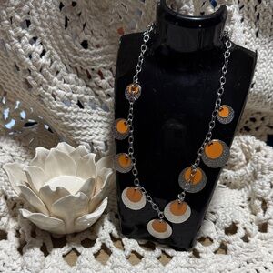 Stylish Orange Disc Pendant Necklace - Women's Jewelry